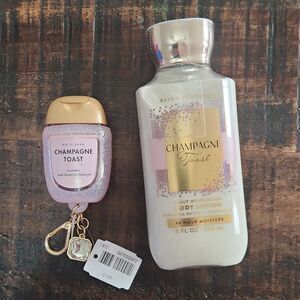 Bath & Body Works Champagne Toast Body Lotion & White Barn Hand Gel Set